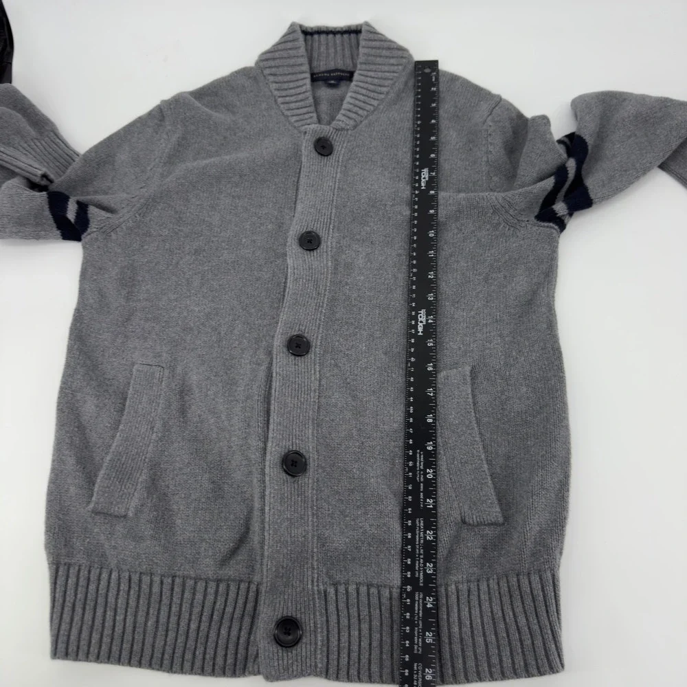 Banana Republic Mens Gray Cotton Shawl Collar Button Cardigan Sweater Medium